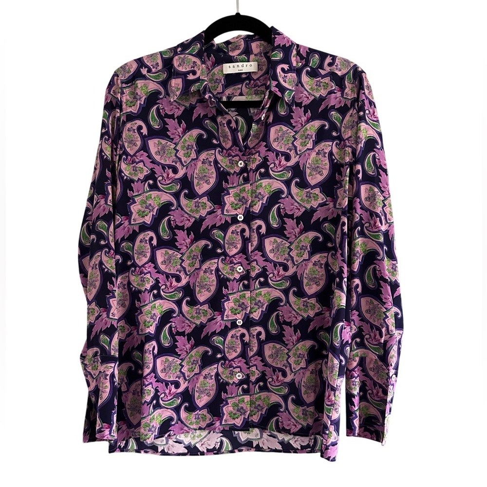 Sandro Silk Button Down Shirt